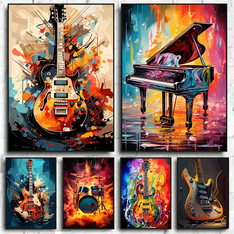 Musical Instrument Image - Arte Abstrata Colorida Instrumentos Musicais Kit