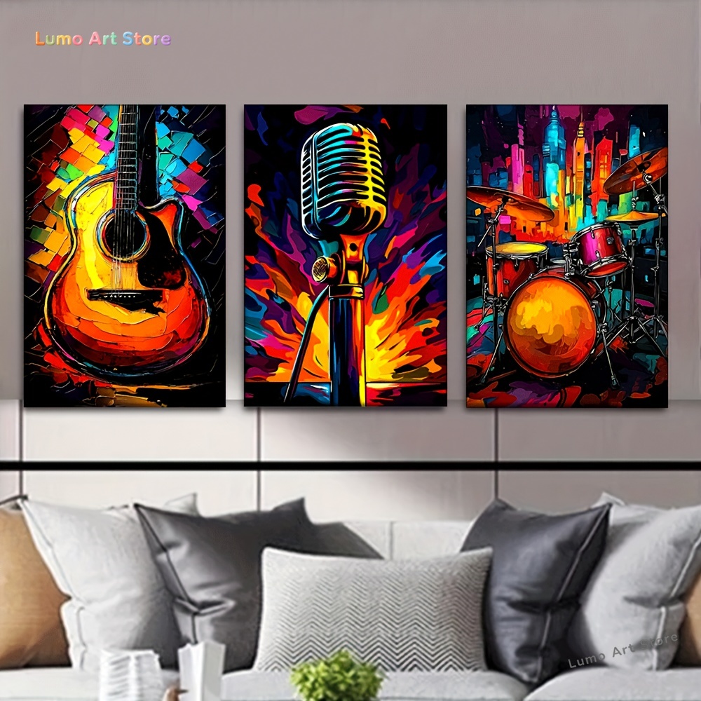 Musical Instrument In Drawing - Conjunto de 3 peças 2D, Pintura