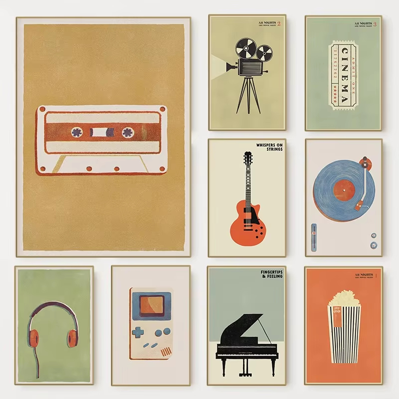 Musical Instrument Image - Pôster de Instrumentos Musicais Pop Retrô