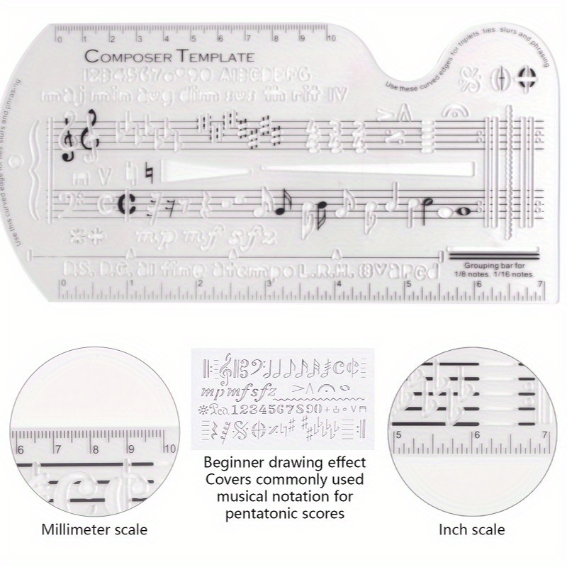 Régua Multifuncional de Cinco  - Musical Instrument In Drawing avaliação e preço